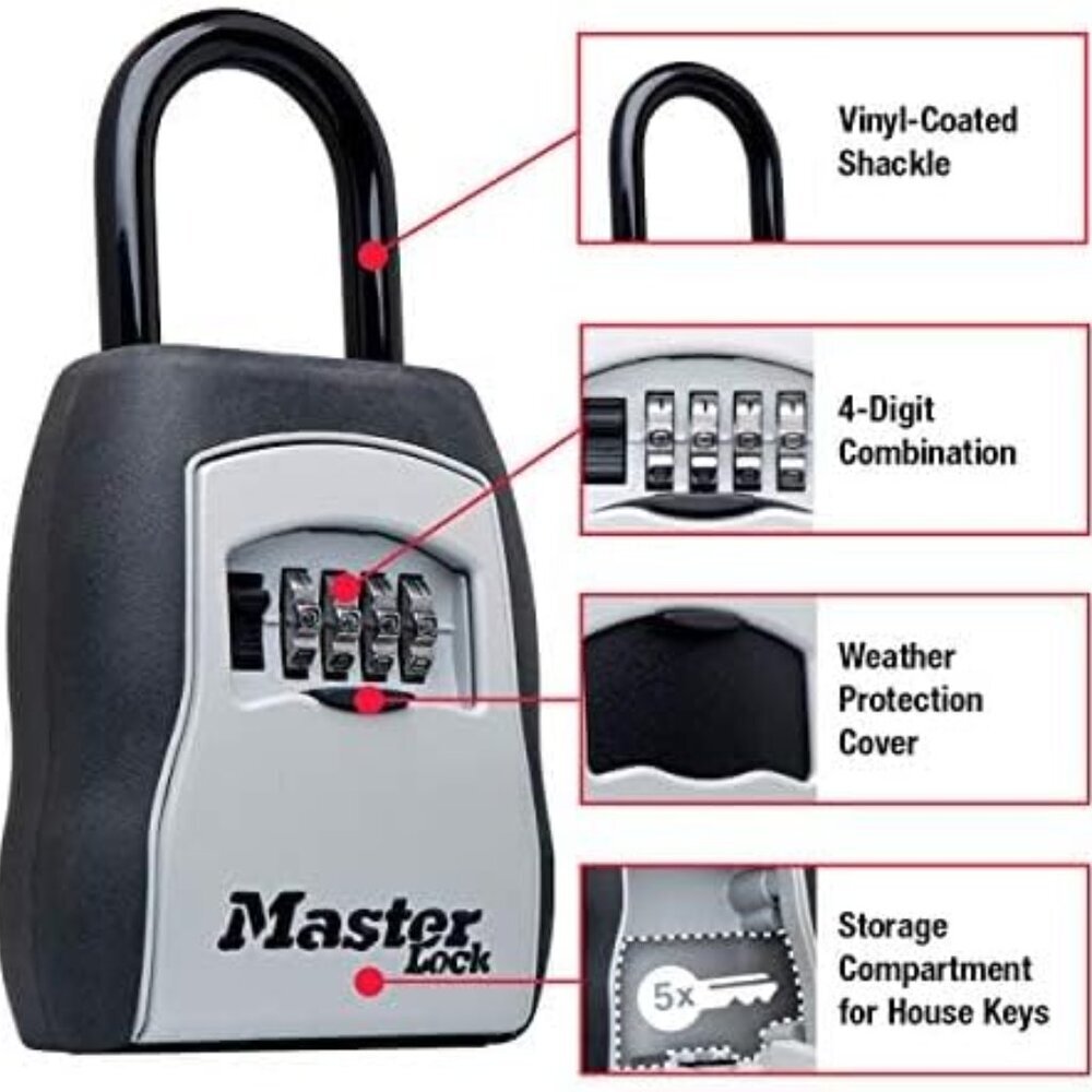 Key Lock Box, Outdoor Lock Box for House Keys, Portable Combination Lockbox Rese - Picture 4 of 10